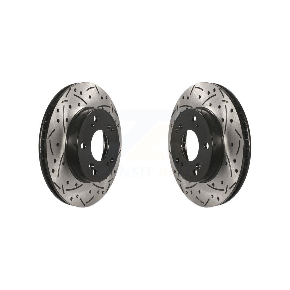 Coated Drilled Slotted Disc Brake Rotors Front Pair For Honda Civic Acura ILX