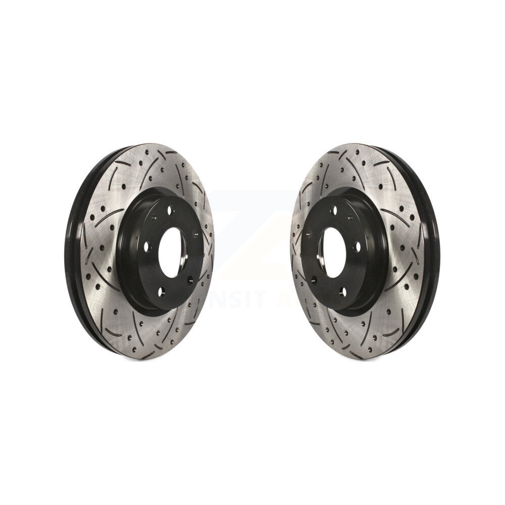 Coated Drilled Slotted Disc Brake Rotors Front Pair For Mazda CX-5 6