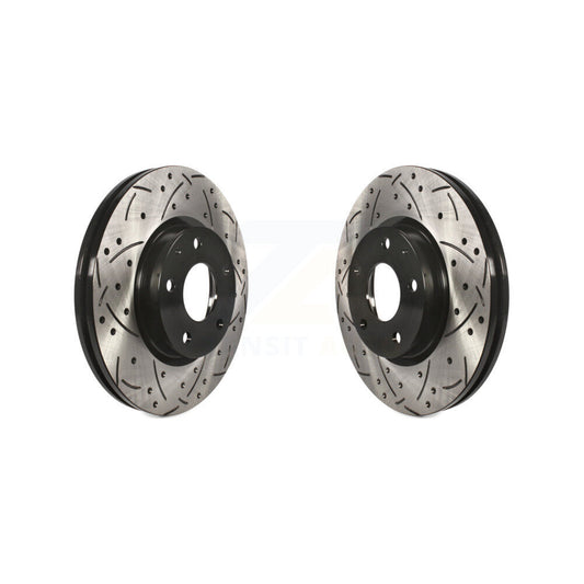 Coated Drilled Slotted Disc Brake Rotors Front Pair For Mazda CX-5 6
