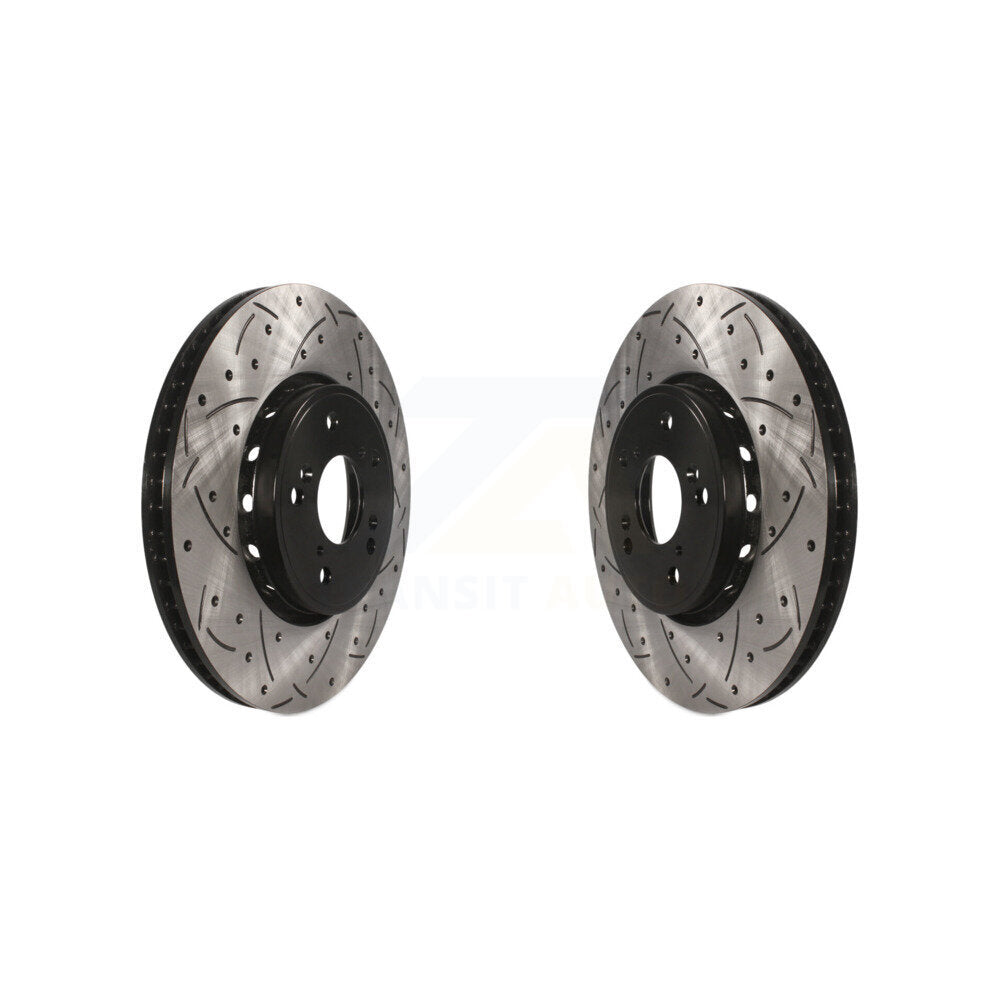 Coated Drilled Slotted Disc Brake Rotors Front Pair For Acura RDX ILX