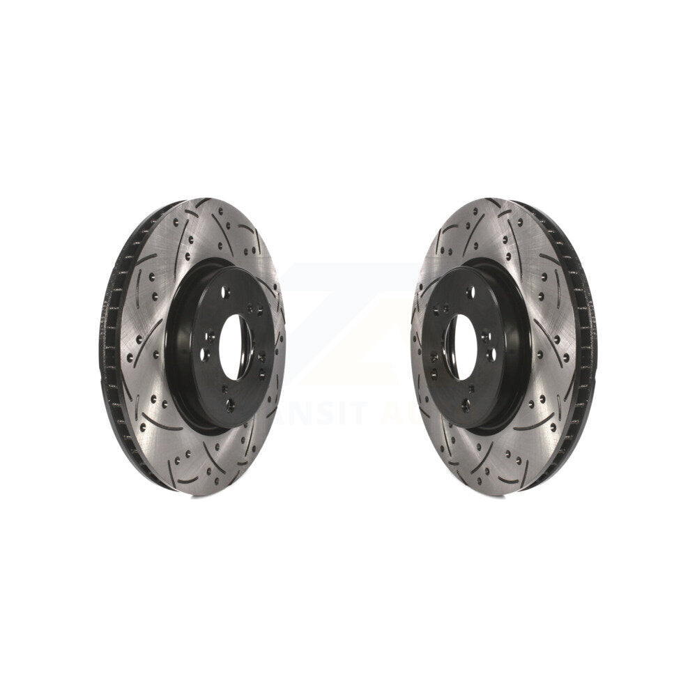 Coated Drilled Slotted Disc Brake Rotors Front Pair For Honda Accord Civic