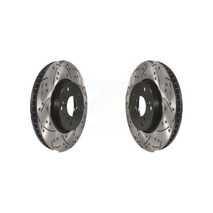 Coated Drilled Slotted Disc Brake Rotors Front Pair For Honda Accord Civic