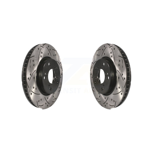 Coated Drilled Slotted Disc Brake Rotors Front Pair For Honda Accord Civic
