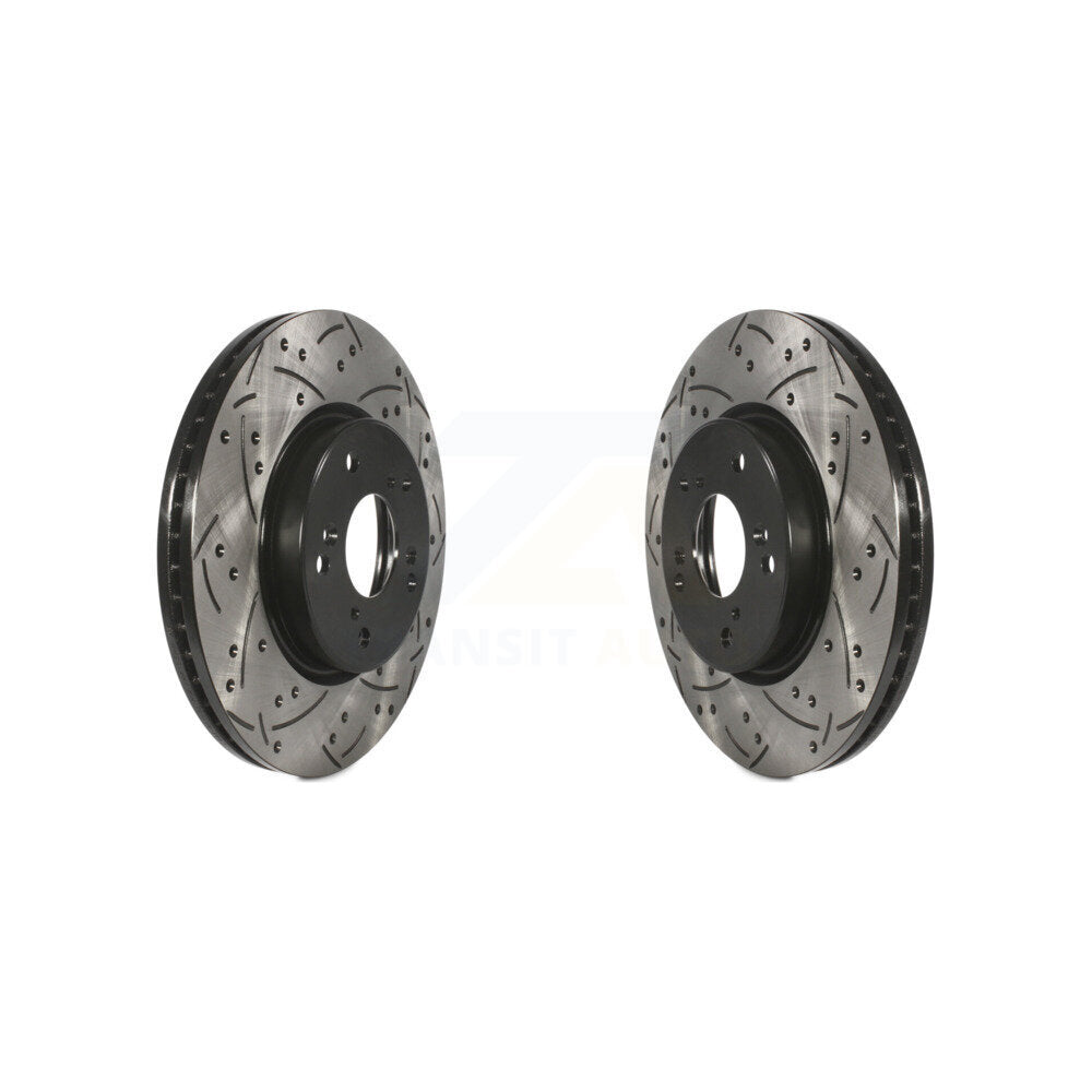 Coated Drilled Slotted Disc Brake Rotors Front Pair For Honda HR-V Accord CR-V