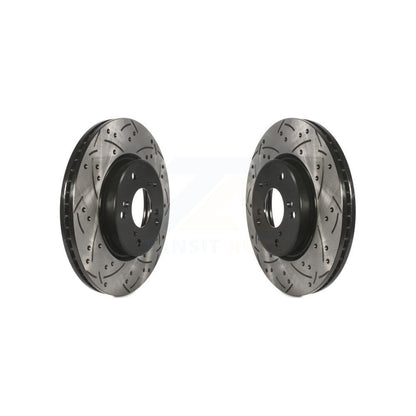 Coated Drilled Slotted Disc Brake Rotors Front Pair For Honda HR-V Accord CR-V