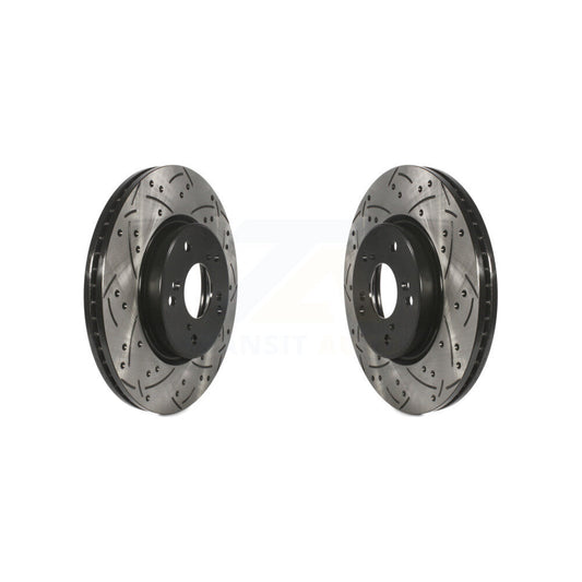 Coated Drilled Slotted Disc Brake Rotors Front Pair For Honda HR-V Accord CR-V