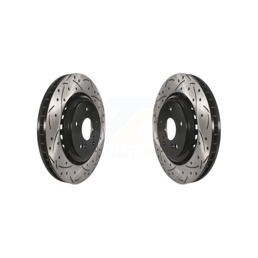 Coated Drilled Slotted Disc Brake Rotors Front Pair For Acura TLX MDX