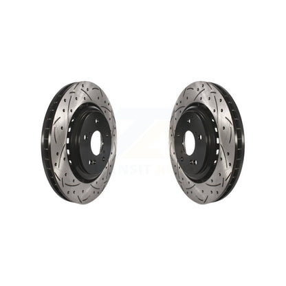 Coated Drilled Slotted Disc Brake Rotors Front Pair For Acura TLX MDX