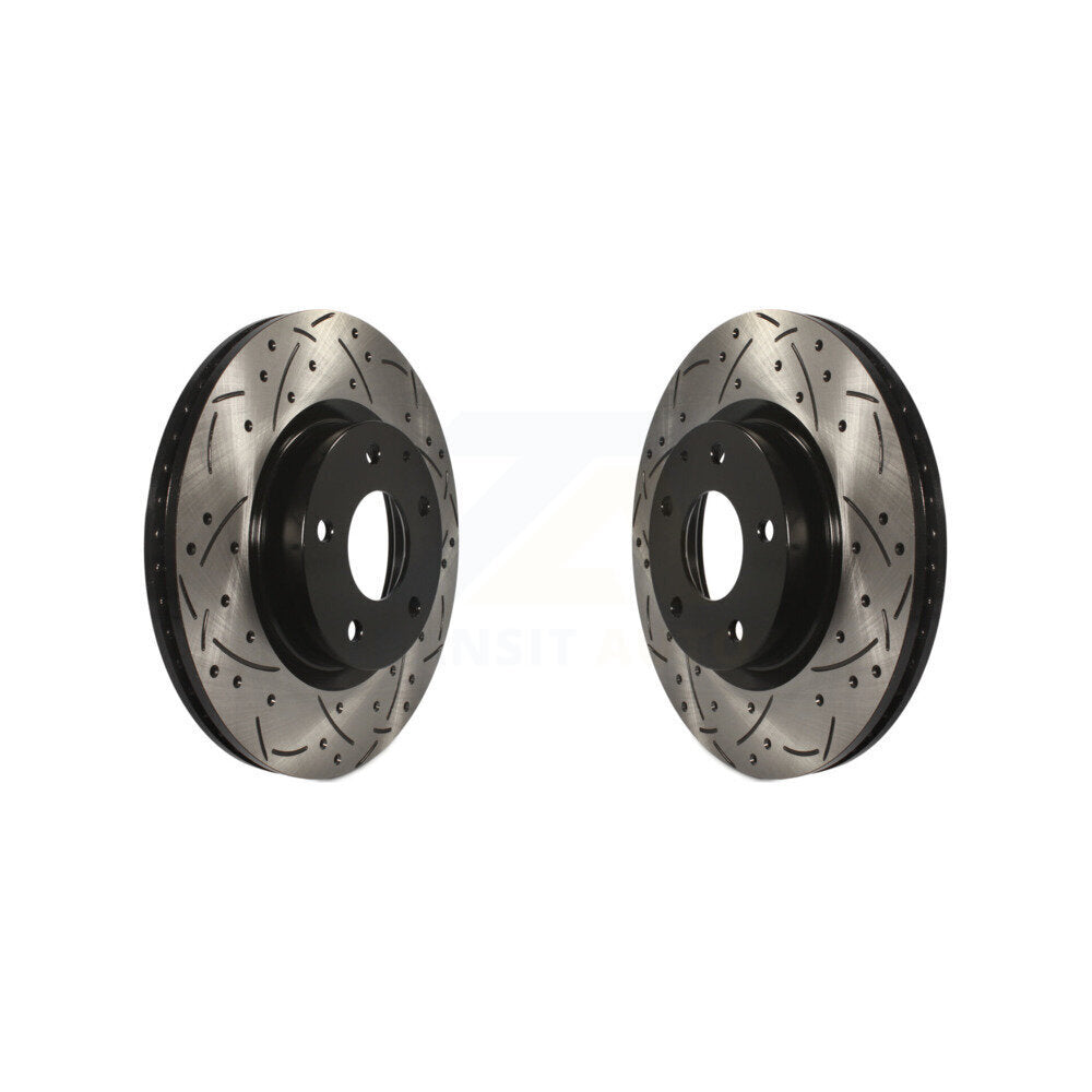 Coated Drilled Slotted Disc Brake Rotors Front Pair For Mazda 3 CX-3 Sport
