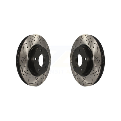 Coated Drilled Slotted Disc Brake Rotors Front Pair For Mazda 3 CX-3 Sport