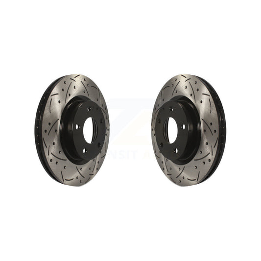 Coated Drilled Slotted Disc Brake Rotors Front Pair For Mazda 3 CX-3 Sport