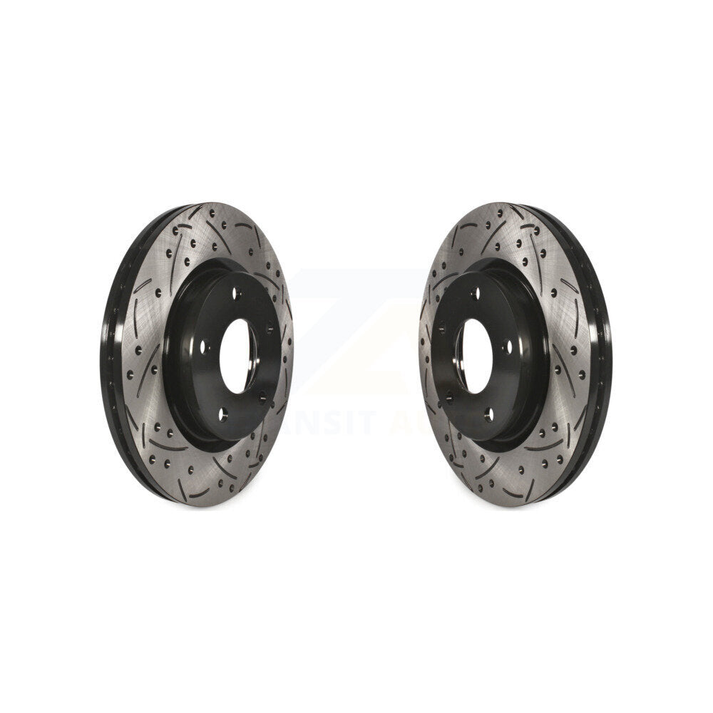 Coated Drilled Slotted Disc Brake Rotors Front Pair For Nissan Sentra