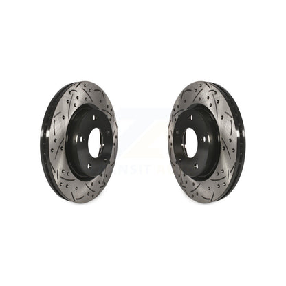 Coated Drilled Slotted Disc Brake Rotors Front Pair For Nissan Sentra