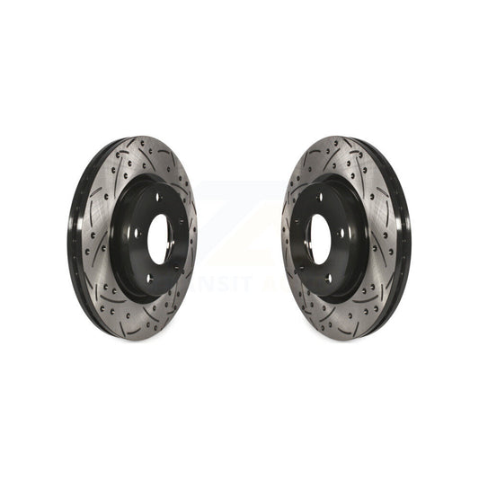 Coated Drilled Slotted Disc Brake Rotors Front Pair For Nissan Sentra