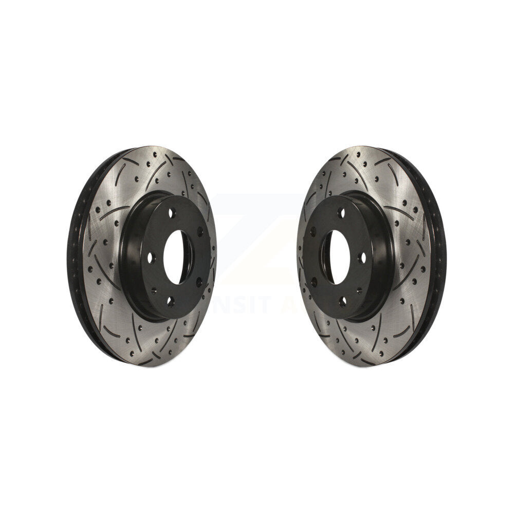 Coated Drilled Slotted Disc Brake Rotors Front Pair For Mazda 3 CX-3 Sport