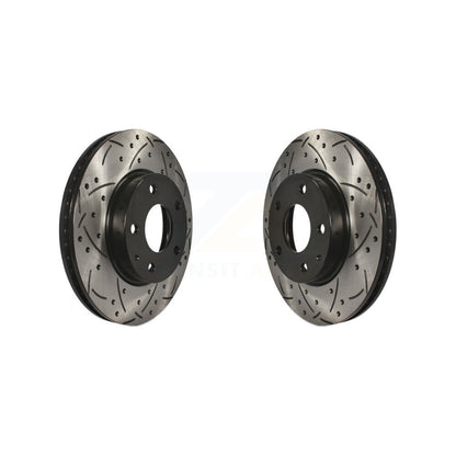 Coated Drilled Slotted Disc Brake Rotors Front Pair For Mazda 3 CX-3 Sport