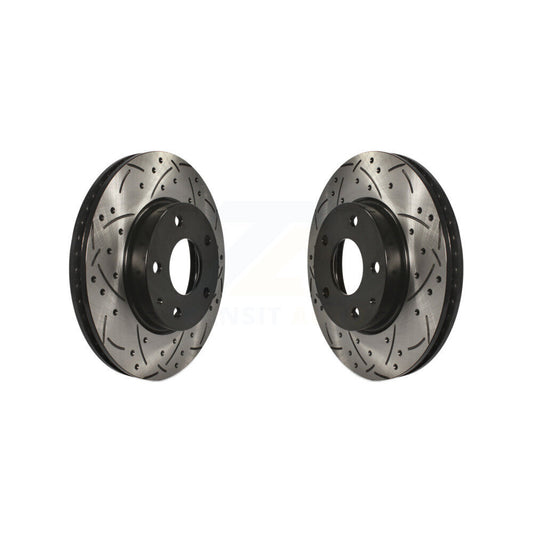 Coated Drilled Slotted Disc Brake Rotors Front Pair For Mazda 3 CX-3 Sport