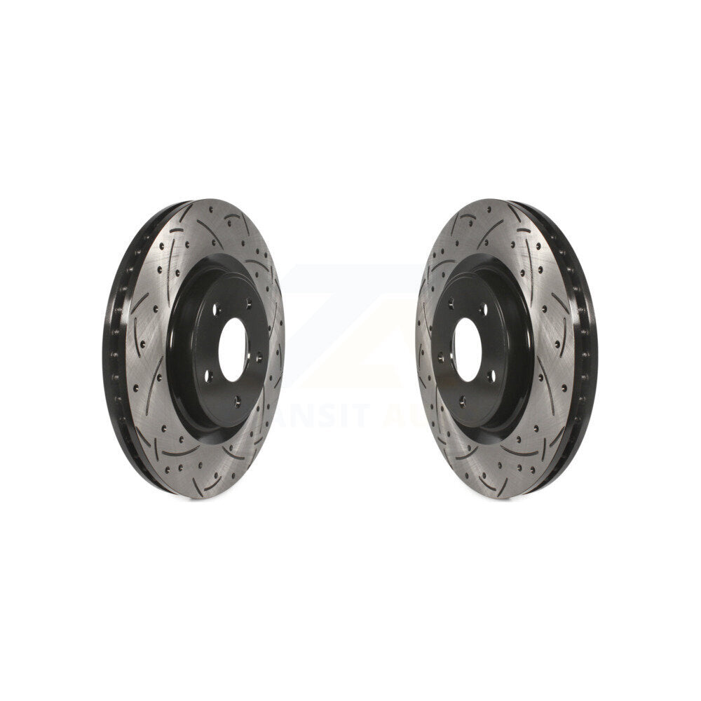 Coated Drilled Slotted Disc Brake Rotors Front Pair For Nissan Rogue