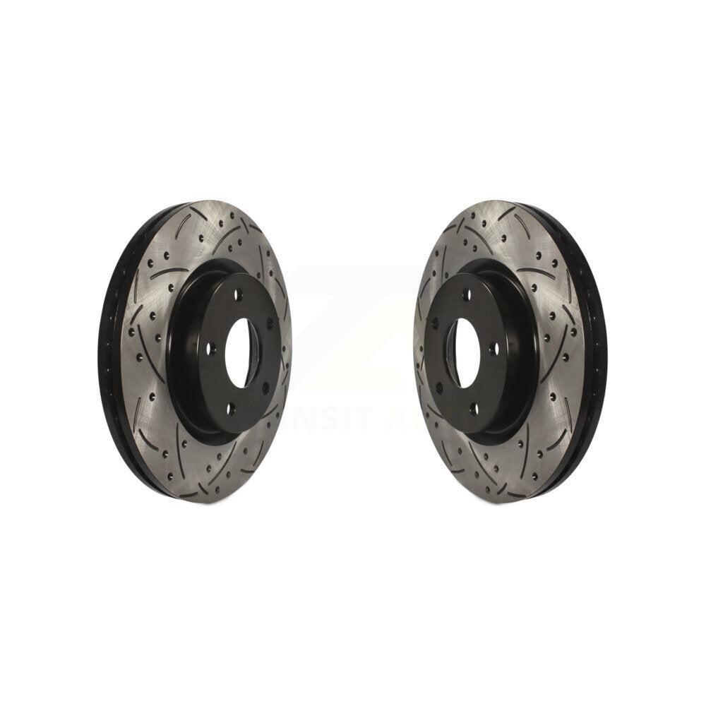 Coated Drilled Slotted Disc Brake Rotors Front Pair For Nissan Altima