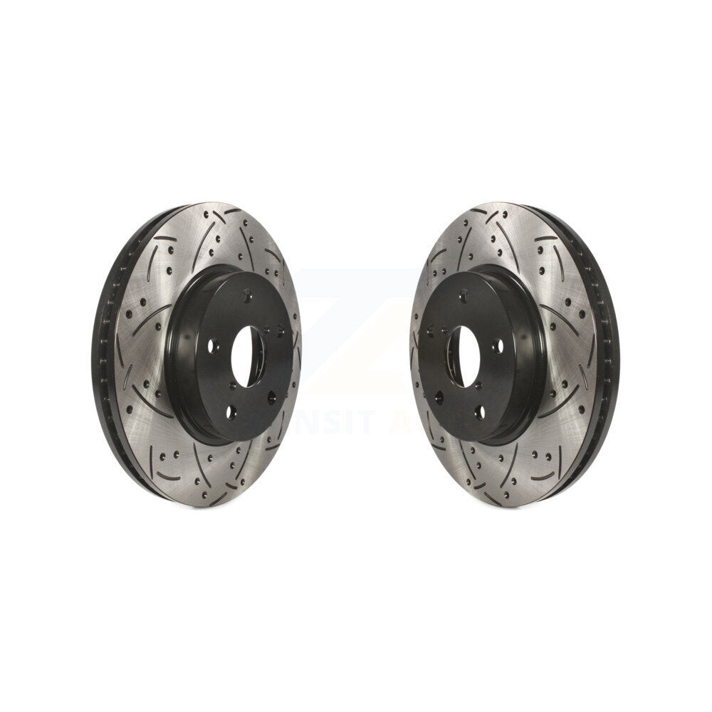 Coated Drilled Slot Disc Brake Rotor Front Pair For 2015-2019 Subaru Legacy 2.5L