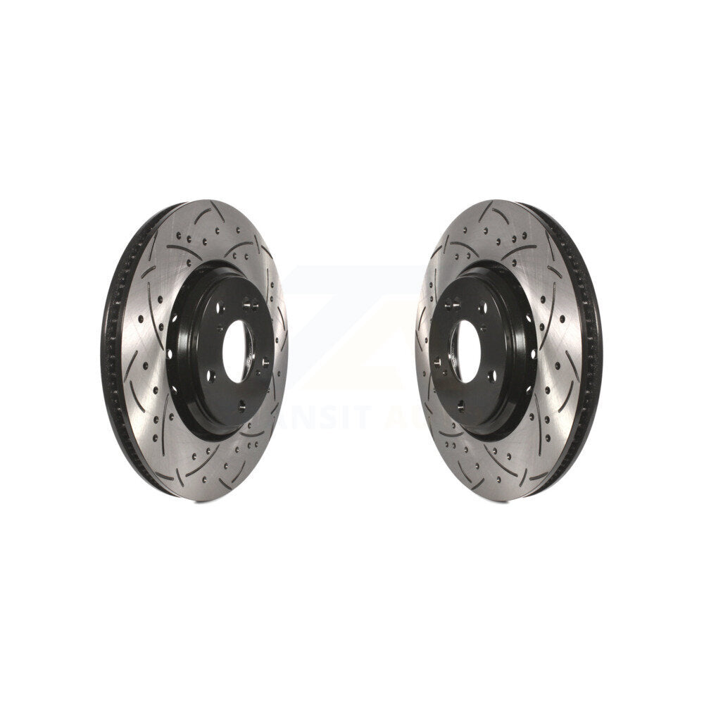 Coated Drilled Slot Disc Brake Rotor Front Pair For Honda Civic Accord Acura ILX