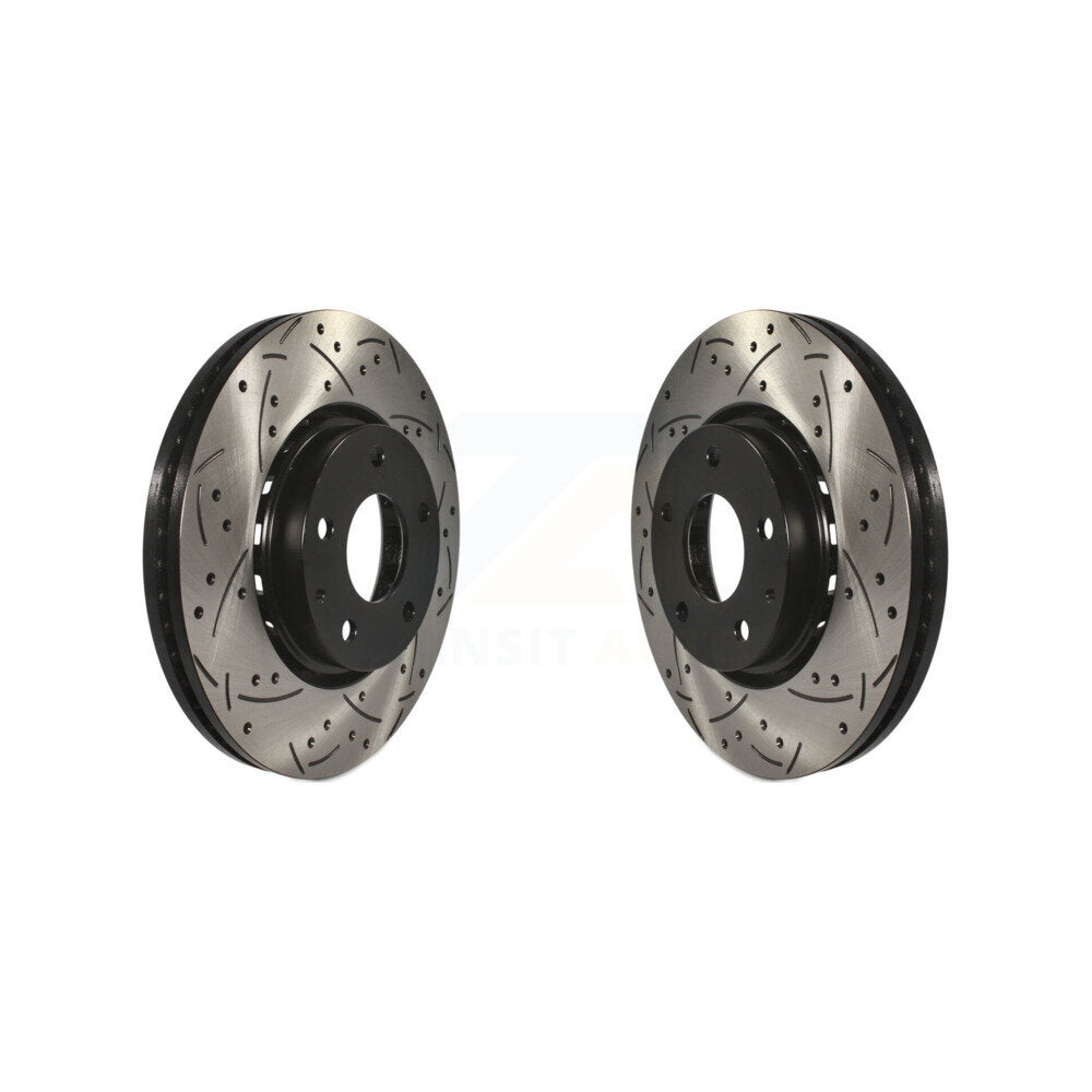 Coated Drilled Slotted Disc Brake Rotors Front Pair For Mazda CX-5 6