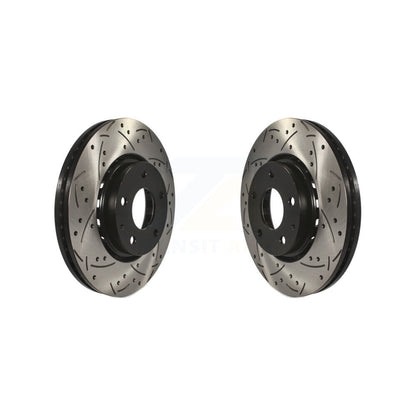 Coated Drilled Slotted Disc Brake Rotors Front Pair For Mazda CX-5 6