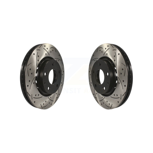 Coated Drilled Slotted Disc Brake Rotors Front Pair For Mazda CX-5 6