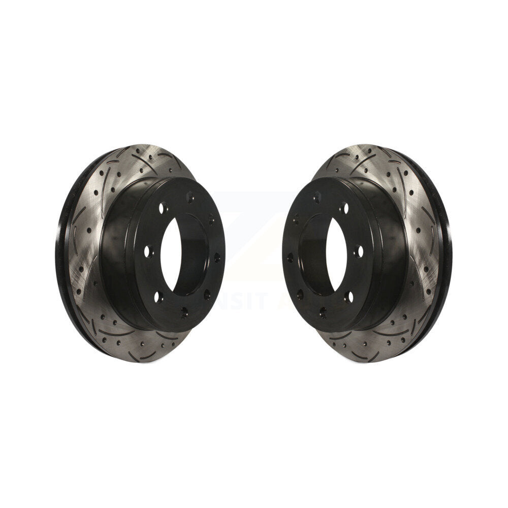 Drill Slot Brake Rotor Rear Pair For Chevrolet GMC Sierra 2500 HD Silverado 3500