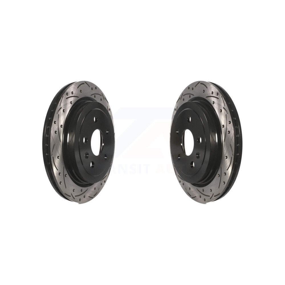 Coated Drilled Slot Disc Brake Rotor Rear Pair For Chevrolet Camaro Cadillac CTS