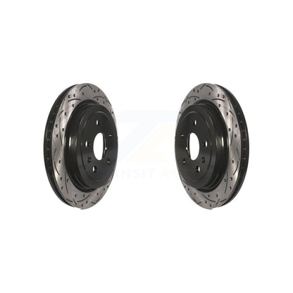 Coated Drilled Slot Disc Brake Rotor Rear Pair For Chevrolet Camaro Cadillac CTS