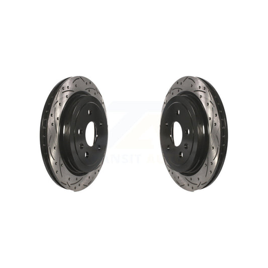 Coated Drilled Slot Disc Brake Rotor Rear Pair For Chevrolet Camaro Cadillac CTS