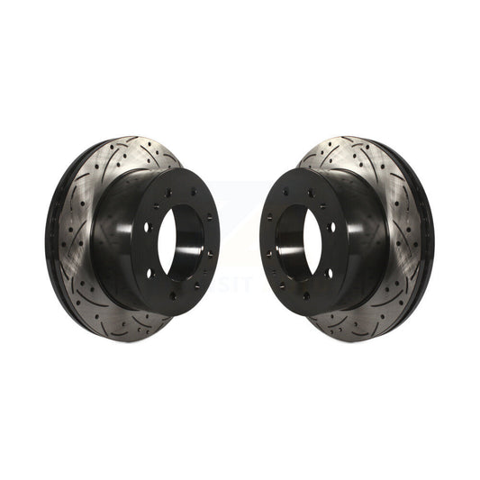 Drill Slot Brake Rotor Rear Pair For Chevrolet GMC Sierra 2500 HD Silverado 3500