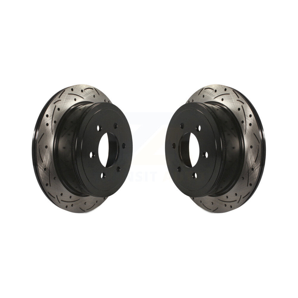 Coated Drilled Slotted Disc Brake Rotor Rear Pair For Ford F-150 Lincoln Mark LT