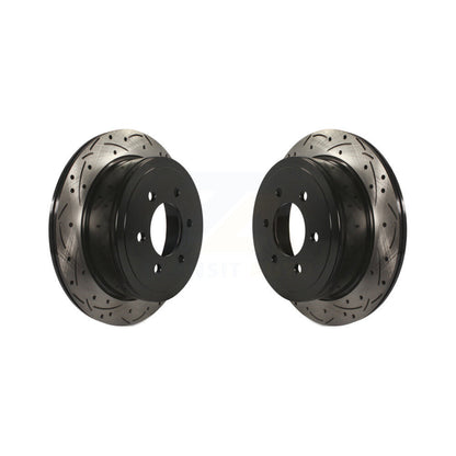 Coated Drilled Slotted Disc Brake Rotor Rear Pair For Ford F-150 Lincoln Mark LT