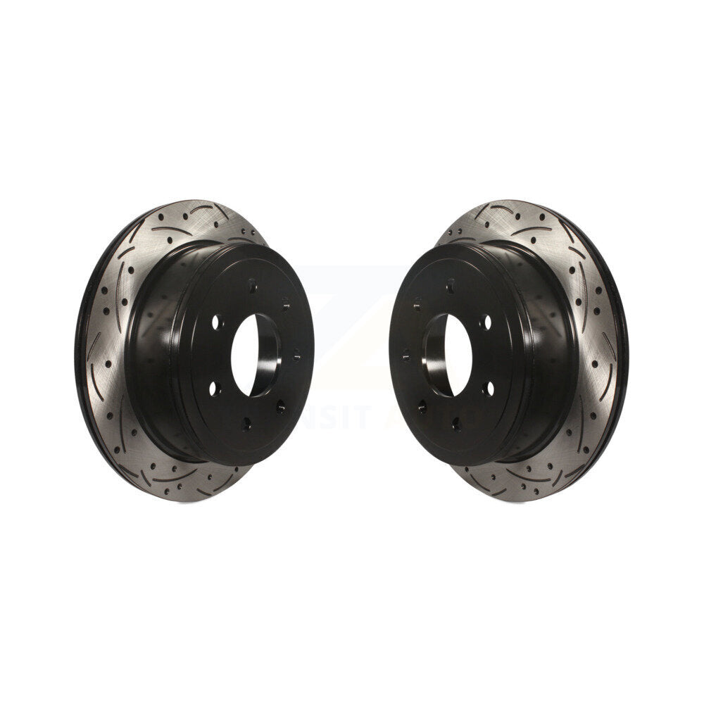 Coated Drilled Slotted Disc Brake Rotor Rear Pair For Ford F-150 Lincoln Mark LT