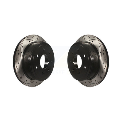 Coated Drilled Slotted Disc Brake Rotor Rear Pair For Ford F-150 Lincoln Mark LT