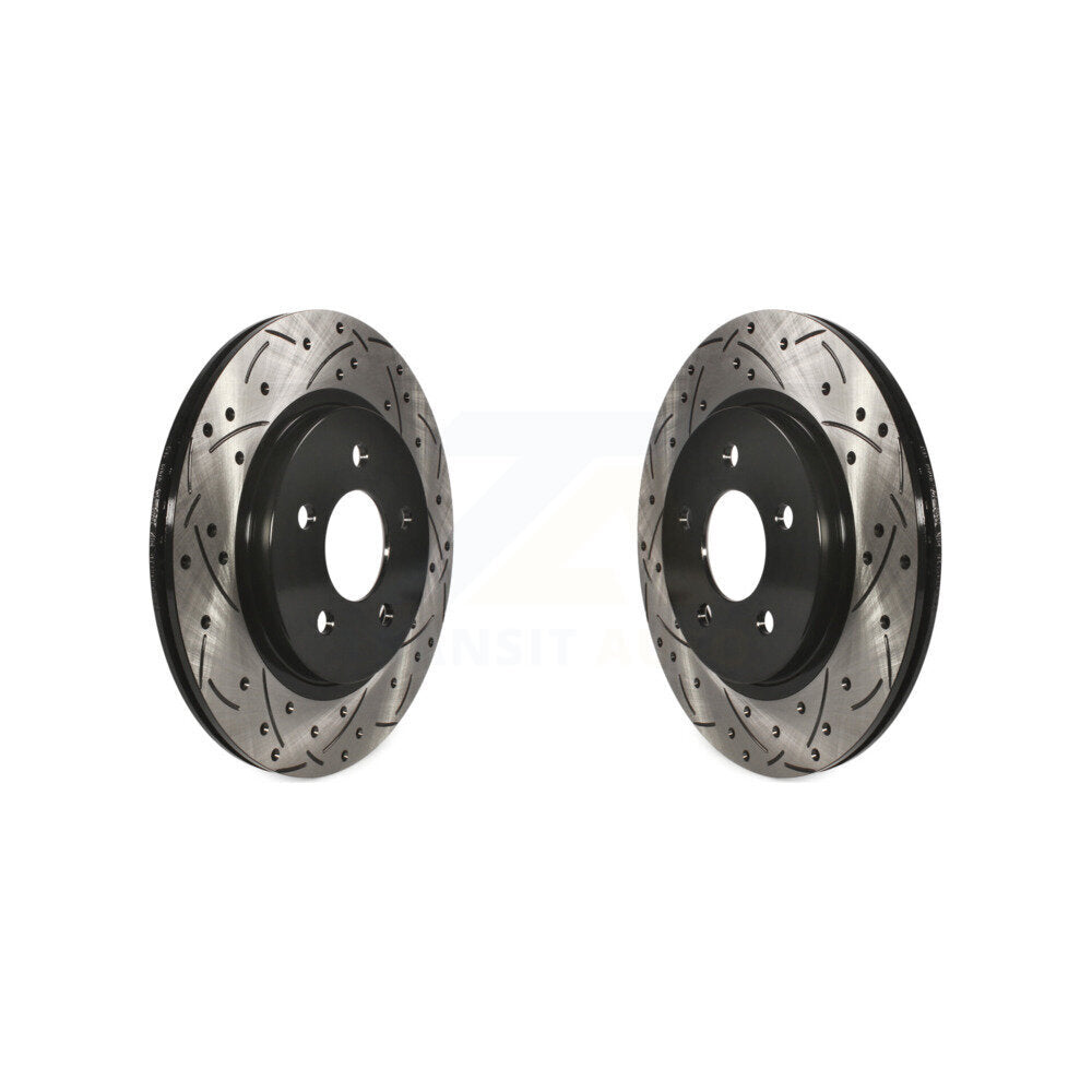 Coated Drilled Slotted Disc Brake Rotors Rear Pair For Ford Mustang