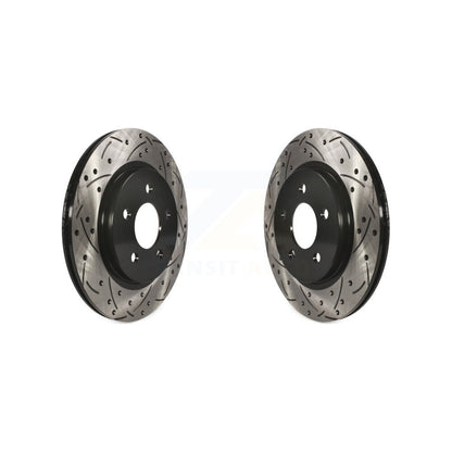 Coated Drilled Slotted Disc Brake Rotors Rear Pair For Ford Mustang