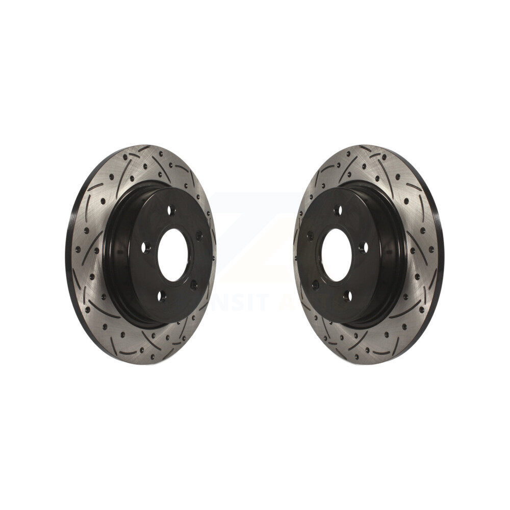 Coated Drilled Slotted Disc Brake Rotors Rear Pair For Ford Focus