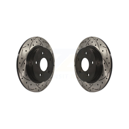 Coated Drilled Slotted Disc Brake Rotors Rear Pair For Ford Focus