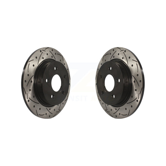 Coated Drilled Slotted Disc Brake Rotors Rear Pair For Ford Focus
