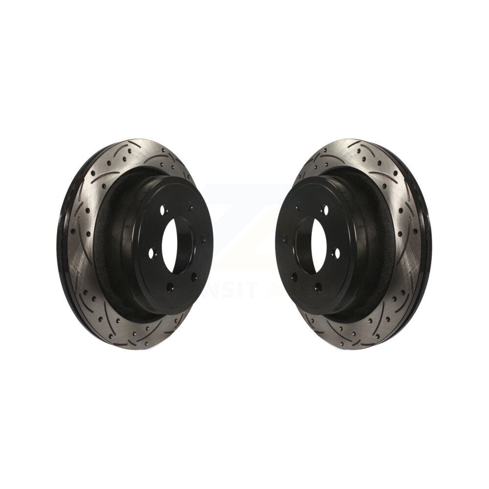 Coated Drilled Slotted Disc Brake Rotors Rear Pair For Ford F-150