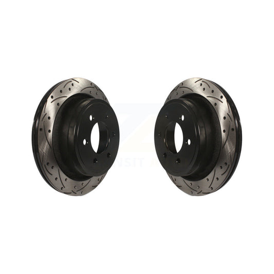 Coated Drilled Slotted Disc Brake Rotors Rear Pair For Ford F-150