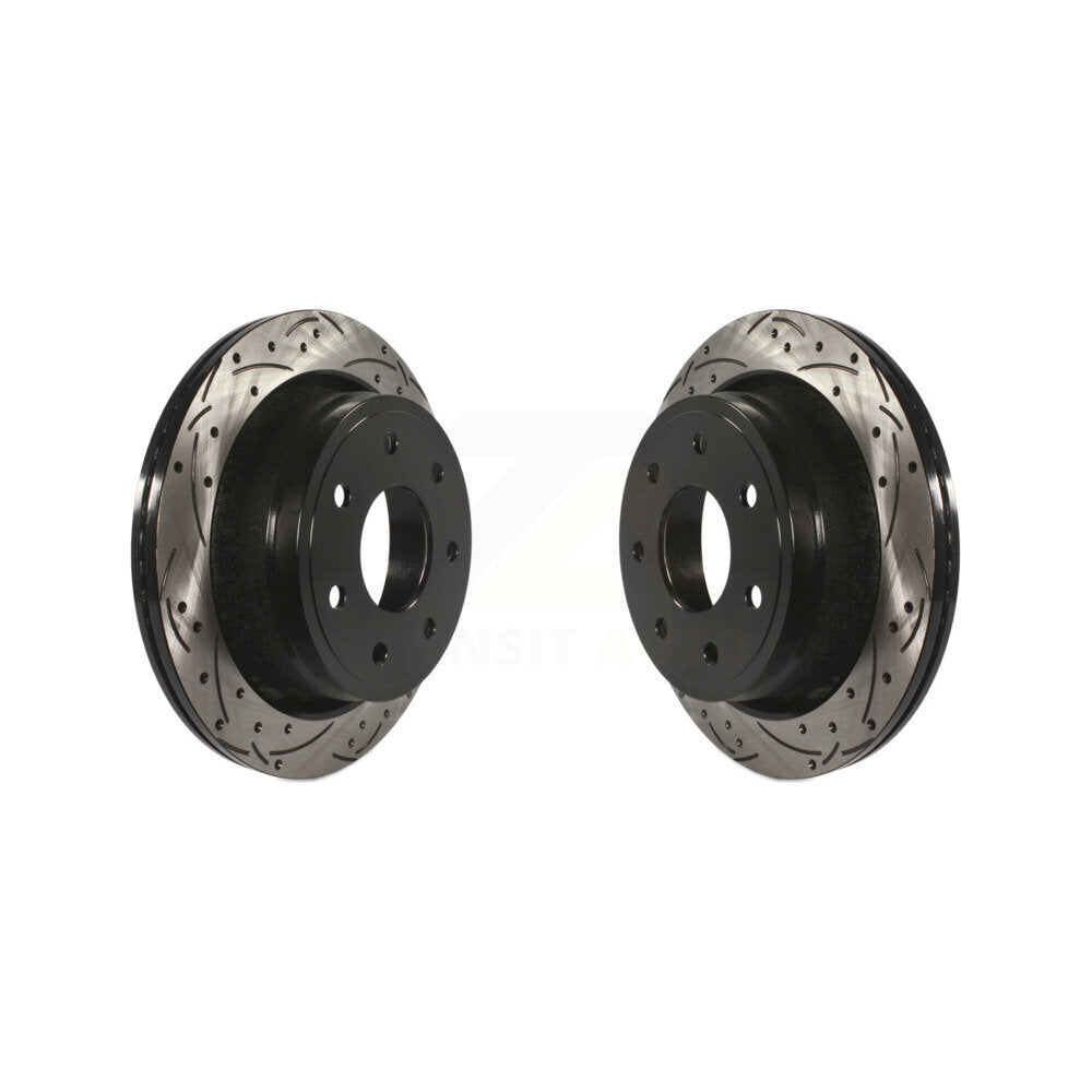 Drill Slot Disc Brake Rotor Rear Pair For 2012-2014 Ford F-150 With 7 Lug Wheels