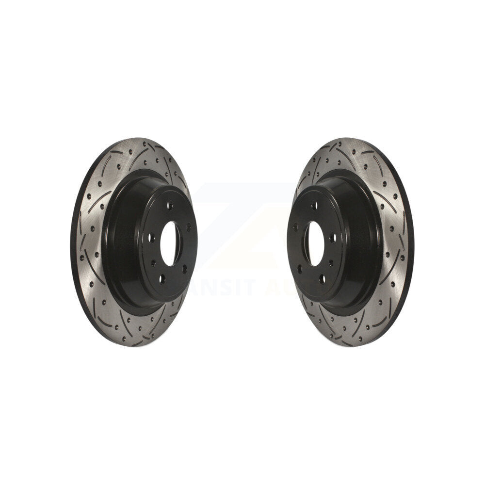 Coated Drilled Slotted Disc Brake Rotors Rear Pair For Ford Fusion Lincoln MKZ