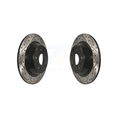 Coated Drilled Slotted Disc Brake Rotors Rear Pair For Ford Fusion Lincoln MKZ