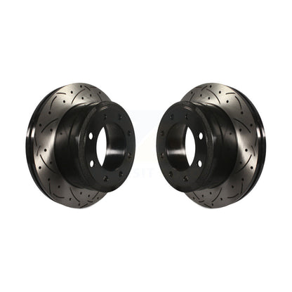Coated Drilled Slot Disc Brake Rotors Rear Pair For Ford F-350 Super Duty F-250