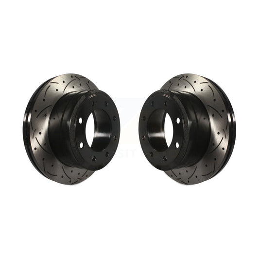 Coated Drilled Slot Disc Brake Rotors Rear Pair For Ford F-350 Super Duty F-250