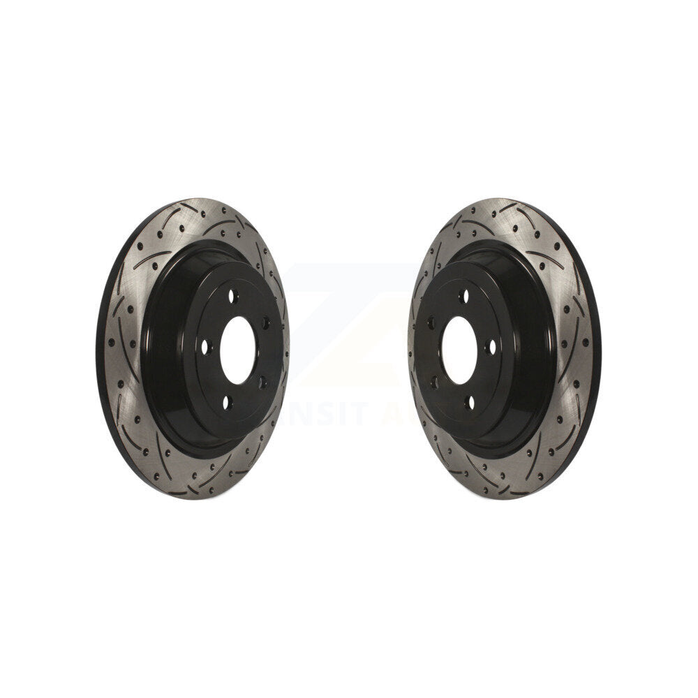 Coated Drilled Slotted Disc Brake Rotors Rear Pair For Ford Mustang